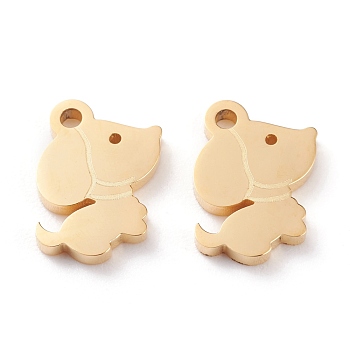 Ion Plating(IP) 304 Stainless Steel Charms, Laser Cut, Dog, Golden, 12x11x1.5mm, Hole: 1.2mm