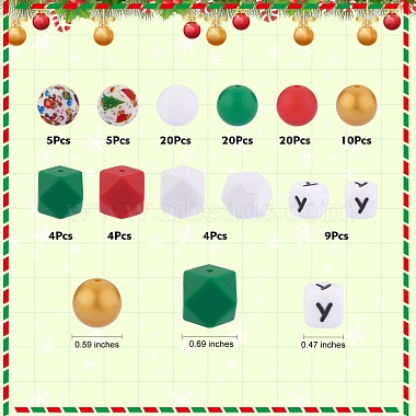 101Pcs Christmas Silicone Beads(JX289A)-2