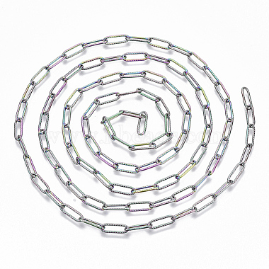 Ion Plating(IP) 304 Stainless Steel Textured Paperclip Chains(CHS-S006-JN954-3)-2