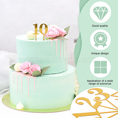 10Pcs 10 Style Number Acrylic Mirror Effect Cake Toppers(FIND-CP0001-68)-5