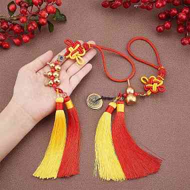 SUPERFINDINGS 2Pcs 2 Style Polyester Tassel & Chinese Knot Pendant(AJEW-FH0002-28)-3