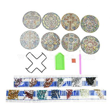 DIY Religion Cross Theme Diamond Painting Wood Cup Mat Kits(DIY-H163-09)-2