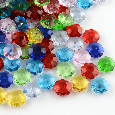 10mm Mixed Color Flower Glass Beads