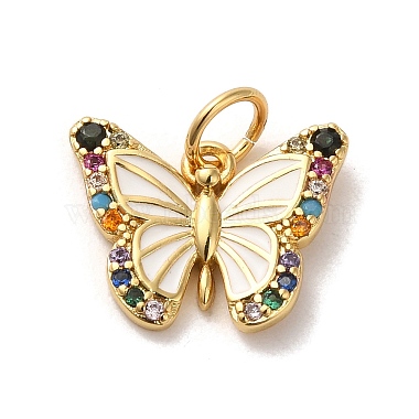Light Gold Colorful Butterfly Brass+Cubic Zirconia+Enamel Pendants