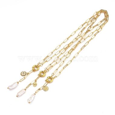Natural Baroque Pearl Keshi Pearl Lariat Necklaces(NJEW-JN03042)-3