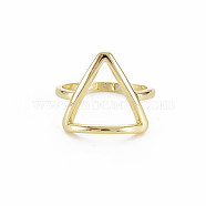 Hollow Triangle Rack Plating Alloy Wide Band Rings, Cadmium Free & Lead Free , Light Gold, US Size 7 1/2(17.7mm)(RJEW-Q163-015-RS)