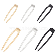 CRASPIRE 6Pcs 6 Style Alloy Hair Forks, U-shaped, For Woman Girls, Mixed Color, 96~130x27~34x2~2.5mm, 1pc/style(OHAR-CP0001-06)