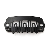 Iron Snap Wig Clips, 6 Teeth Comb Clips for Hair Extensions, Electrophoresis Black, 23x11.5x1.5mm(IFIN-C004-01A)