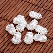Flower Imitation Pearl Acrylic Beads, White, 12x8x5mm, Hole: 1mm, about 2173pcs/500g(OACR-L004-4772)