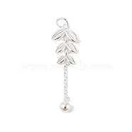 925 Sterling Silver Wheat Tassel Pendants, with 925 Stamp, Silver, 34x10x2.5mm, Hole: 3.5mm(STER-D288-02S)