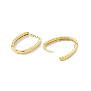 Brass Oval Hinged Hoop Earrings for Men Women, Cadmium Free & Lead Free, Real 24K Gold Plated, 20.5x13.5x1.5mm, Pin: 0.8mm(KK-A172-35G)