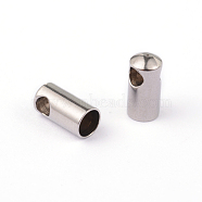 304 Stainless Steel Cord Ends, Stainless Steel Color, 9.2x4.5mm, Hole: 2mm,  Inner Diameter: 3.9mm(STAS-H311-3.9mm)