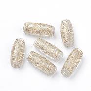 Plating Transparent Acrylic Beads, Golden Metal Enlaced, Column, Clear, 21x9x7mm, Hole: 3.5mm, about 560pcs/500g(PACR-Q115-49)