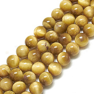 Natural Tiger Eye Beads Strands,  Round, Gold, 8~8.5mm, Hole: 1mm, about 47~48pcs/strand, 14.96~15.55 inch(38~39.5cm)(X-G-S300-8mm-107H)