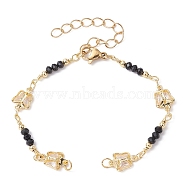 Handmade Brass Beaded Chains Bracelet Making, with Glass Butterfly Link & Faceted Beads, Lobster Claw Clasp, Fit for Connector Charms, Golden, 5-7/8 inch(14.8cm)(AJEW-JB01150-27)