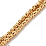 Electroplated Synthetic Non-Magnetic Hematite Beads Strands, Rondelle, Light Gold Plated, 5x3x1mm, Hole: 0.7mm, about 401pcs/strand, 16.38''(41.6cm)(G-I360-C02-02)