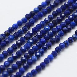 Natural Lapis Lazuli Bead Strands, Round, Faceted, Grade AA, 2~2.5mm, Hole: 0.5mm, about 156pcs/strand, 15.3 inch(39cm)(X-G-G663-48-2mm)