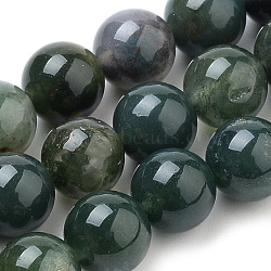 Natural Moss Agate Beads Strands, Round, 8mm, Hole: 1mm, about 47pcs/strand, 15.7 inch(X-G-S259-18-8mm)