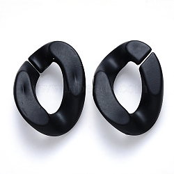 Opaque Spray Painted Acrylic Linking Rings, Quick Link Connectors, for Curb Chains Making, Twist, Black, 23x17x4.5mm, Inner Diameter: 13.5x7mm(OACR-S036-001A-I07)