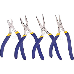 Iron and Carbon Steel Plier Sets, Hand Tools, Ferronickel, Medium Blue, 4pcs/set(PT-BC0001-12)