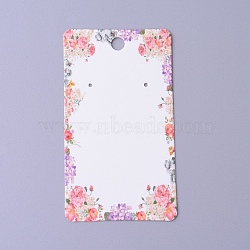 Cardboard Earring Display Cards, Rectangle with Flower Pattern, White, 9x5x0.04cm, Hole: 1.5mm(CDIS-F003-11A)