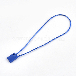 Polyester Cord with Seal Tag, Plastic Hang Tag Fasteners, Blue, 190~195x1mm, Seal Tag: 11x8x3mm and 9x3x2mm, about 1000pcs/bag(CDIS-T001-11B)