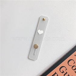 Rectangle with Heart Pattern Silicone Phone Strap Grip Holder Finger, Telescopic Phone Finger Strap Stand, Universal Finger Kickstand, Gainsboro, 10cm(MOBA-PW0001-50-22)