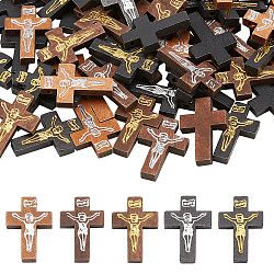 DIY Crucifix Cross Pendant Necklace Making Kits, Including Wooden Pendants, Mixed Color, Pendant: 100Pcs/box(DIY-NB0007-51)