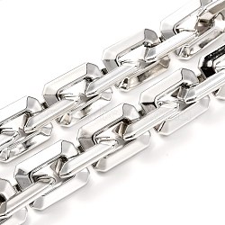CCB Plastic Boston Link Chains, Rectangle, Silver, 28x21x6mm, 39.37 inch(1m)/strand(AJEW-JB01069-01)
