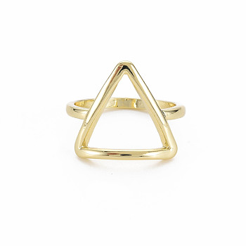 Hollow Triangle Rack Plating Alloy Wide Band Rings, Cadmium Free & Lead Free , Light Gold, US Size 7 1/2(17.7mm)