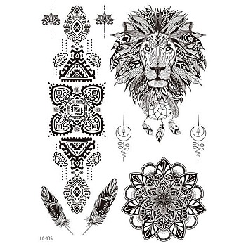 Mandala Pattern Vintage Removable Temporary Water Proof Tattoos Paper Stickers, Flower Pattern, 21x15cm