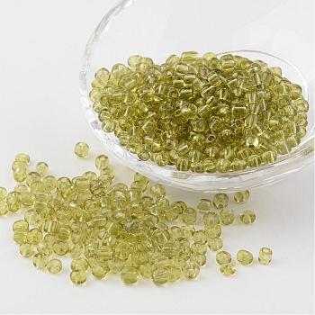 6/0 Glass Seed Beads, Transparent, Round, Green Yellow, 4mm, hole: 1.5mm, about 496pcs/50g