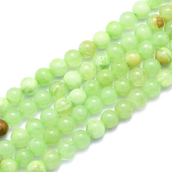 Natural White Jade Beads Strands, Imitation Green Calcite Round, Dyed, 8~8.5mm, Hole: 0.8mm, about 46pcs/Strand, 15.08 inch(38.3cm)