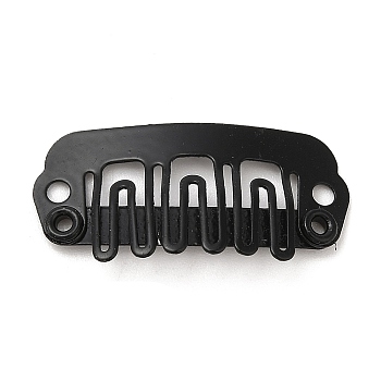 Iron Snap Wig Clips, 6 Teeth Comb Clips for Hair Extensions, Electrophoresis Black, 23x11.5x1.5mm