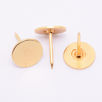 Iron Flat Round Head Nails, Sofa Foam Nails, for Furniture Decoration, Golden, 20x15.5mm, Pin: 1.5mm