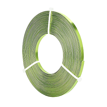 BENECREAT Aluminum Wire, Flat Craft Wire, Bezel Strip Wire for Cabochons Jewelry Making, Yellow Green, 5x1mm, about 10m/roll