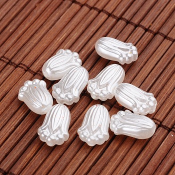 Flower Imitation Pearl Acrylic Beads, White, 12x8x5mm, Hole: 1mm, about 2173pcs/500g