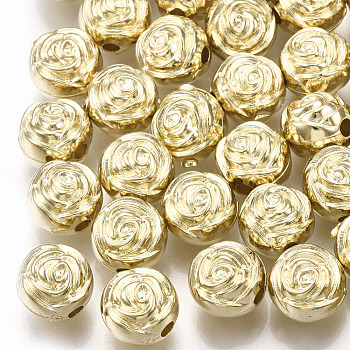 CCB Plastic Beads, Flower, Light Gold, 8x6.5mm, Hole: 1.8mm