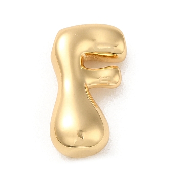 Brass Pendant, Real 18K Gold Plated, Letter F, 25x13x7.5mm, Hole: 2.8x2.4mm