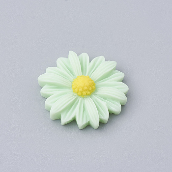 Resin Cabochons, Flower/Daisy, Aquamarine, 23x22x7mm
