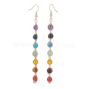 Natural & Synthetic Mixed Stone & Pearl Beaded Dangle Earrings & Bracelet(SJEW-JS01261)-6