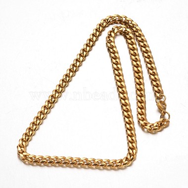304 Stainless Steel Twisted Chain Curb Chain Necklaces(NJEW-E048-18G)-2