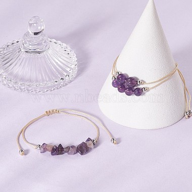 Ensemble de bracelets de perles tressées en améthyste naturelle de style 3 pièces 3(BJEW-JB09334-02)-2