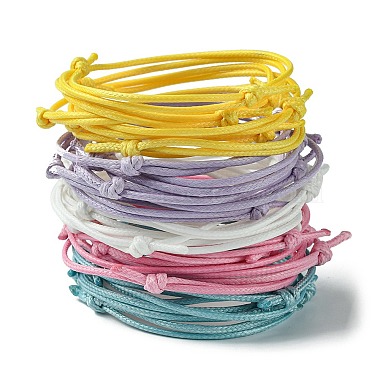 30Pcs 5 Color Adjustable Waxed Polyester Braided Cord Bracelets(BJEW-FZ00016)-3