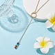 Natural & Synthetic Mixed Gemstone Rondelle Lariat Necklaces(NJEW-JN04640)-2