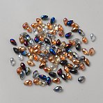 Electroplate Glass Beads, Teardrop, Faceted, Mixed Color, 13x7.5mm, Hole: 0.9mm, about 100pcs/bag(EGLA-WH0003-07)
