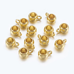 Tibetan Style Tube Bails, Loop Bails, Bail Beads, Rondelle, Cadmium Free & Nickel Free & Lead Free, Golden, 10.5x7.5x5mm, Hole: 2mm.(K0NXA012)