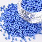 Glass Seed Beads, Opaque Colours Seed, Small Craft Beads for DIY Jewelry Making, Round, Cornflower Blue, 12/0, 2mm, Hole:1mm, about 30000pcs/pound(SEED-A010-2mm-43B)