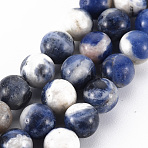 Natural Sodalite Beads Strands, Round, 8mm, Hole: 1mm, about 45~48pcs/strand, 15 inch(G-S279-10-8mm)