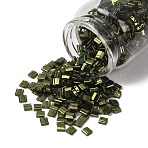 MIYUKI TILA Beads, Japanese Seed Beads, 2-Hole, (TL306) Olive Gold Luster, 5x5x1.9mm, Hole: 0.8mm, about 590pcs/50g(SEED-X0054-TL306)